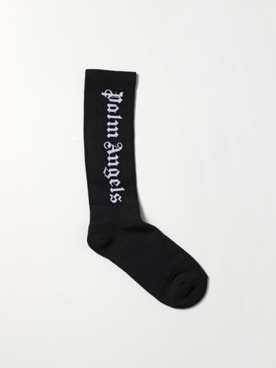 Shop Palm Angels Socks With Logo In Black