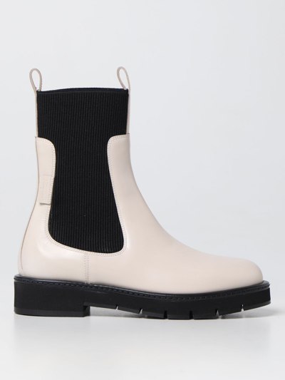 Shop Ferragamo Rook Leather Ankle Boots In White