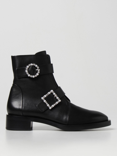 Shop Stuart Weitzman Ryder Geo  Ankle Boot In Calfskin In Black