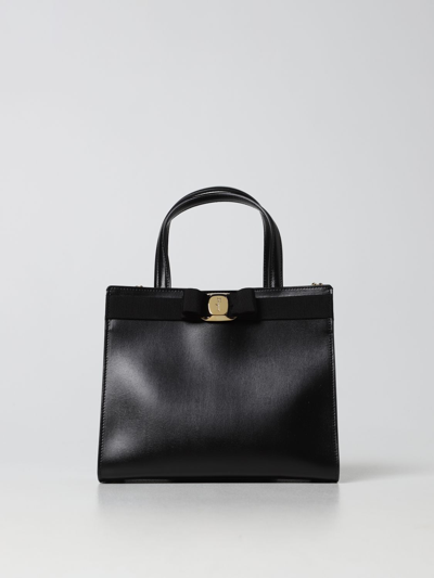 Shop Ferragamo Vara Leather Bag In Black