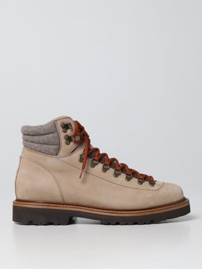Shop Brunello Cucinelli Nubuk Ankle Boots In Beige