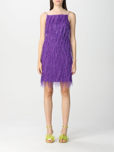 Shop Just Cavalli Fringed Mini Dress In Violet