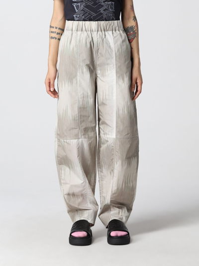 Ganni Curved Shell Trousers In Grey