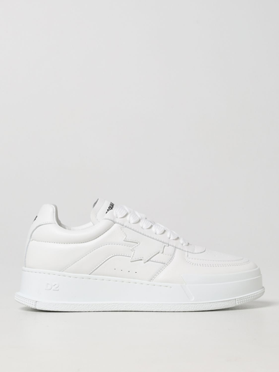 Shop Dsquared2 Canadian  Sneakers In Leather In White