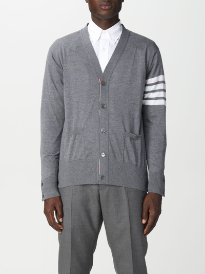 Shop Thom Browne Cardigan In Merino Wool In Grey 1