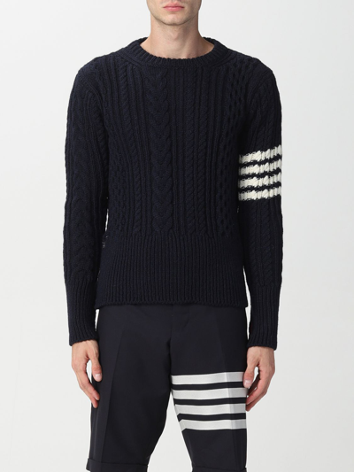 Shop Thom Browne Sweater In Merino Wool In Navy