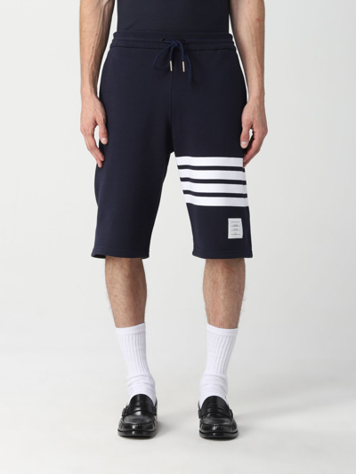 Shop Thom Browne Jogging Shorts With 4 Bars In Navy