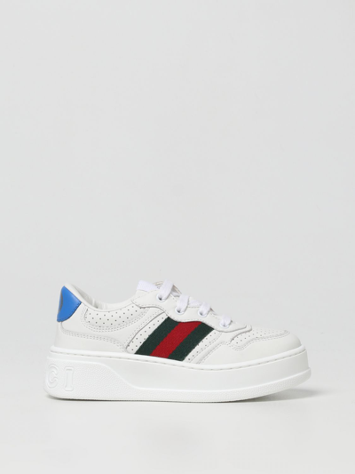 Shop Gucci Chunky Smooth Leather Sneakers In White