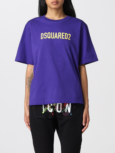 Shop Dsquared2 T-shirt  Woman Color Violet