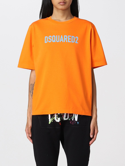 Shop Dsquared2 T-shirt  Woman Color Orange
