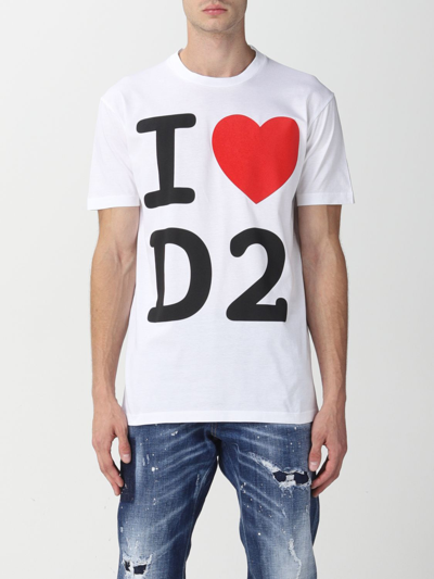 Shop Dsquared2 Cool Graphic 'i Love D2' T-shirt In White