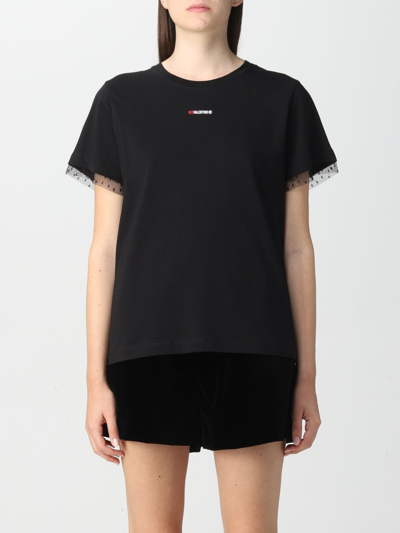 Shop Red Valentino T-shirt With Mini Logo In Black