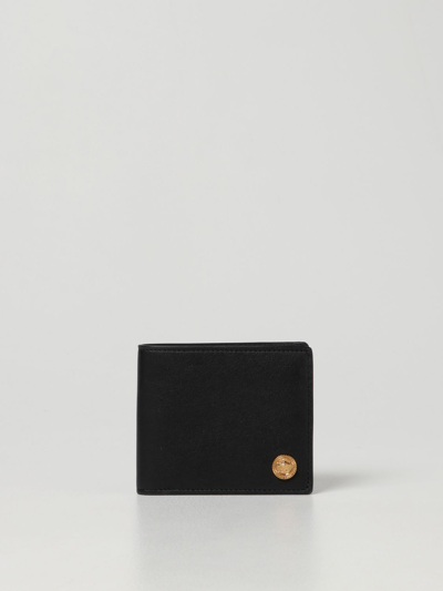 Shop Versace Leather Wallet With Medusa In Black