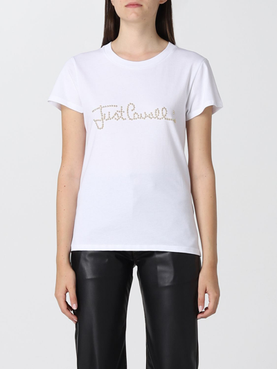 Shop Just Cavalli T-shirt With Stud Logo In White