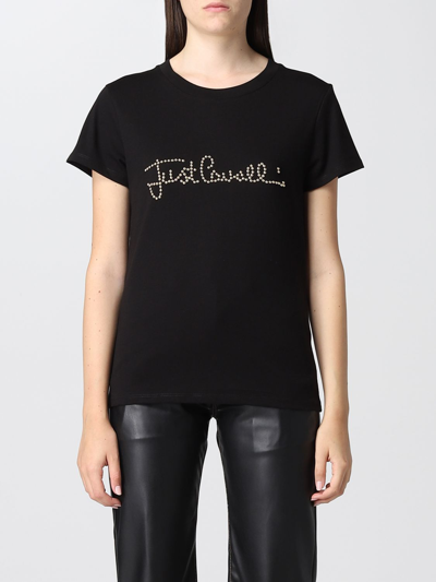 Shop Just Cavalli T-shirt With Stud Logo In Black