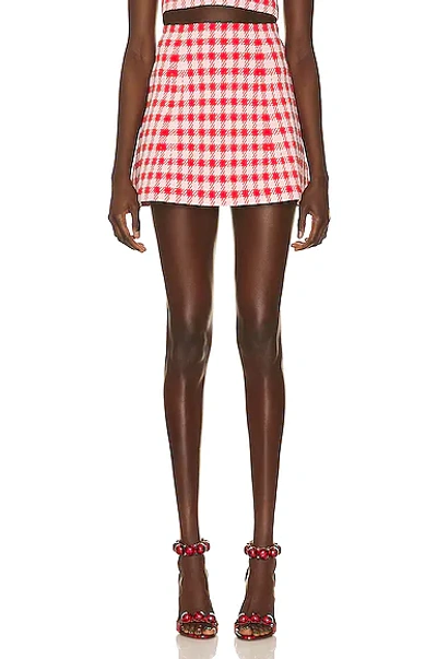 Shop Alaïa Check Mini Skirt In Rouge & Rose