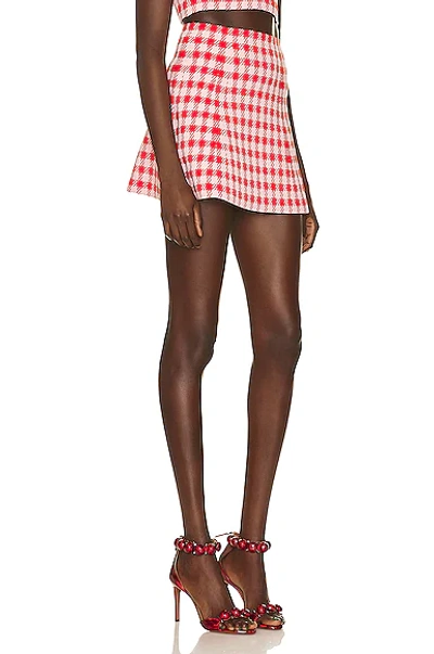 Shop Alaïa Check Mini Skirt In Rouge & Rose