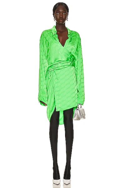 Shop Balenciaga Bb Licensing Wrap Dress In Apple Green