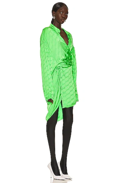 Shop Balenciaga Bb Licensing Wrap Dress In Apple Green