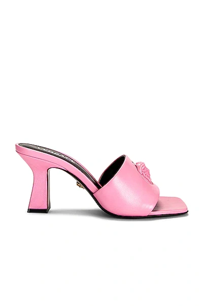 Shop Versace Medusa Mules In Baby Pink