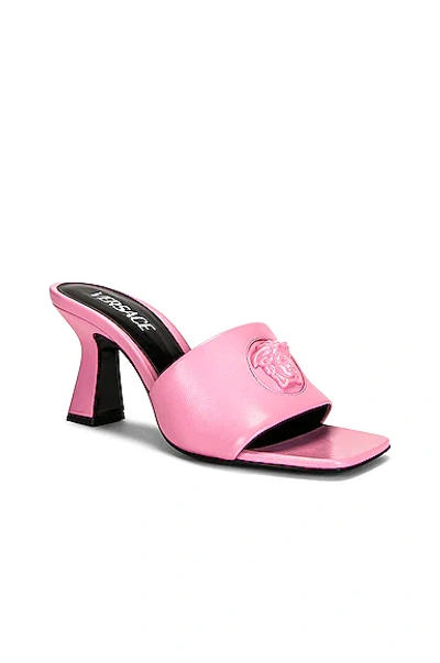 Shop Versace Medusa Mules In Baby Pink