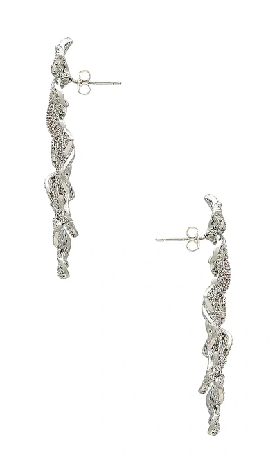 Shashi Embellished Sterling Silver Flower Drop Earrings In Metallic Silver
