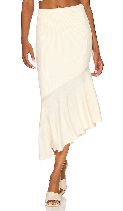 Shop Lpa Edaline Ruffle Midi Skirt In Ivory