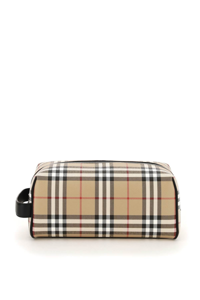 Shop Burberry Vintage Check Coated Canvas Wash Bag In Mixed Colours