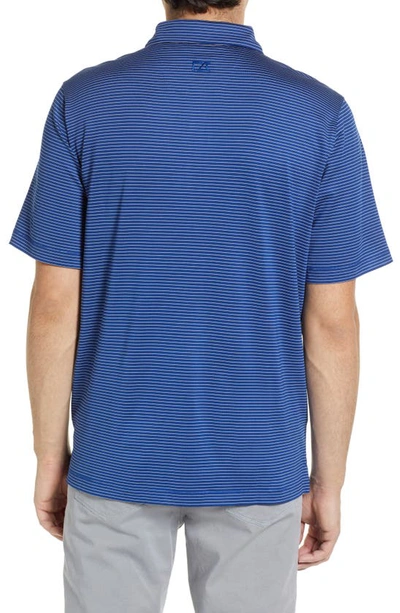Cutter & Buck Forge Drytec Pencil Stripe Performance Polo In Tour Blue
