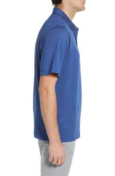 Cutter & Buck Forge Drytec Pencil Stripe Performance Polo In Tour Blue
