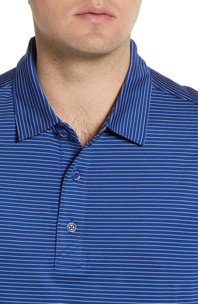 Cutter & Buck Forge Drytec Pencil Stripe Performance Polo In Tour Blue