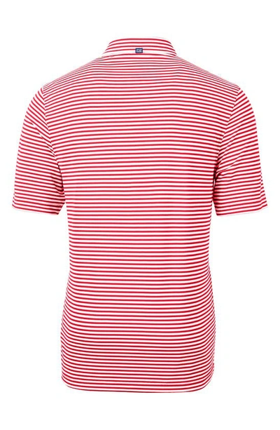 Cutter & Buck Virtue Eco Pique Stripe Recycled Mens Big And Tall Polo Shirt In Red
