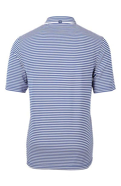 Cutter & Buck Virtue Eco Pique Stripe Recycled Mens Big And Tall Polo Shirt In Tour Blue