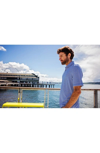 Cutter & Buck Virtue Eco Pique Stripe Recycled Mens Big And Tall Polo Shirt In Tour Blue