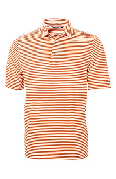 Shop Cutter & Buck Virtue Eco Piqué Stripe Polo In College Orange