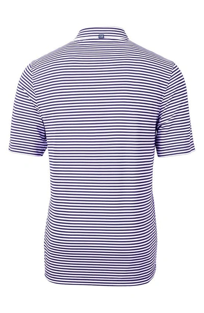 Cutter & Buck Virtue Eco Pique Stripe Recycled Mens Polo Shirt In Purple