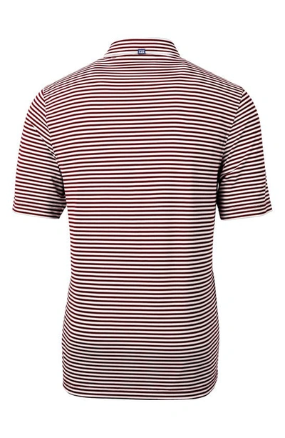 Cutter & Buck Virtue Piqué Stripe Recycled Blend Polo In Bordeaux