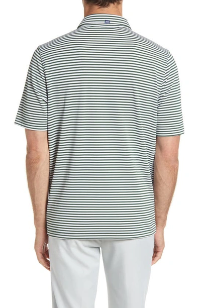 Cutter & Buck Virtue Piqué Stripe Recycled Blend Polo In Hunter