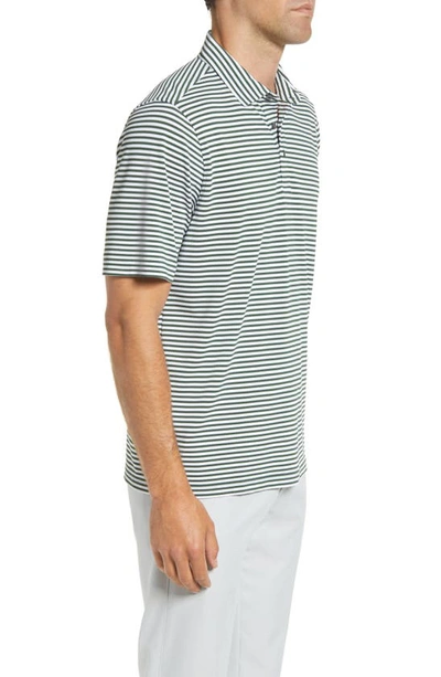 Cutter & Buck Virtue Piqué Stripe Recycled Blend Polo In Hunter