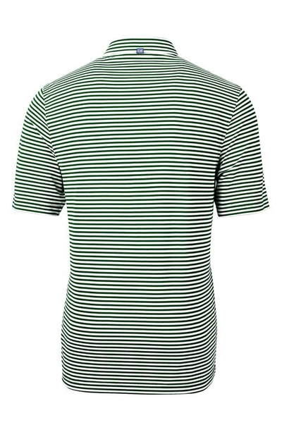 Cutter & Buck Virtue Piqué Stripe Recycled Blend Polo In Hunter