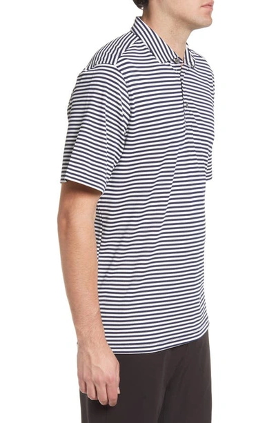 Cutter & Buck Virtue Eco Piqué Stripe Polo In Navy Blue