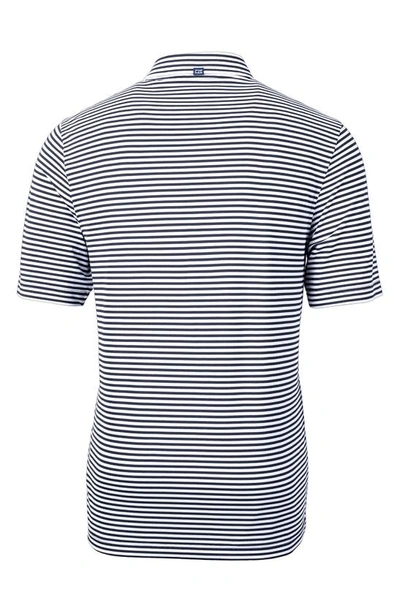 Cutter & Buck Virtue Eco Piqué Stripe Polo In Navy Blue