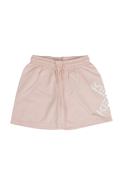 Shop Kenzo Kids Logo Printed Drawstring Shorts In Pink