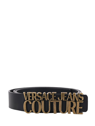 Shop Versace Jeans Couture Logo Plaque Buckle Belt In Black