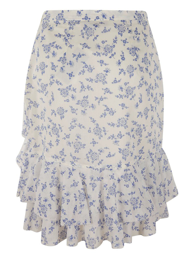 Shop Ralph Lauren Allover Floral Printed Ruffled Skirt In White