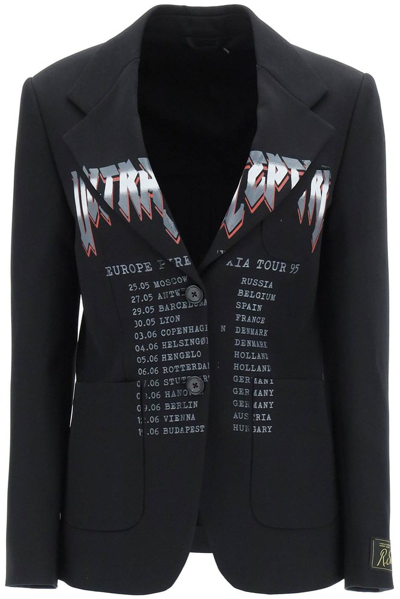 Shop Raf Simons Single Breasted Printed Tailored Blazer In Black
