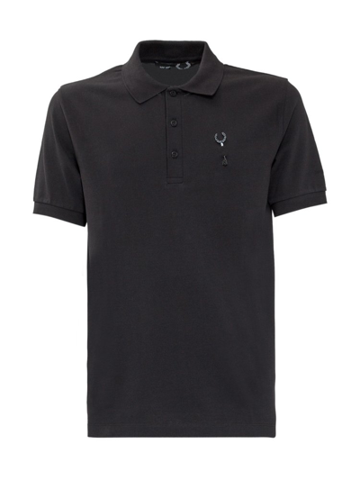 Shop Fred Perry Raf Simons X  Logo Plaque Polo Shirt In Black