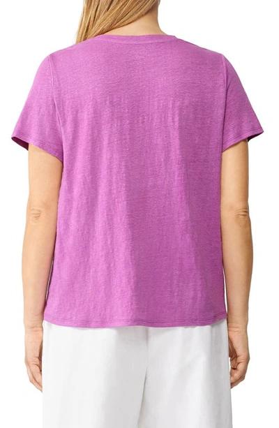 Shop Eileen Fisher Organic Linen Crewneck T-shirt In Lotus