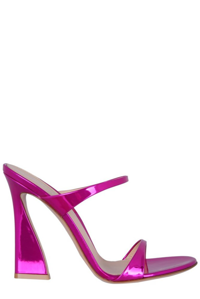 Shop Gianvito Rossi Aura Metallic Effect Sandals In Pink