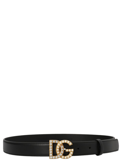 Shop Dolce & Gabbana Dg Logo Embellshed Buckle Belt In Black